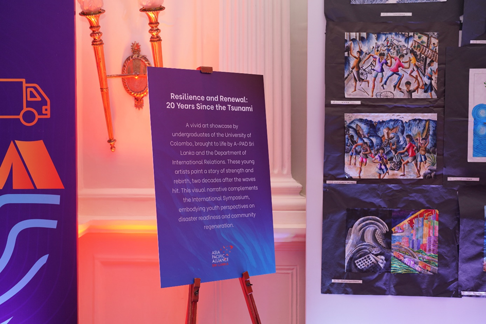 The A-PAD SL Symposium included an exhibit of art created by Sri Lankan students on the theme “Resilience & Renewal: 20 years since the Tsunami”. Photo: A-PAD SL