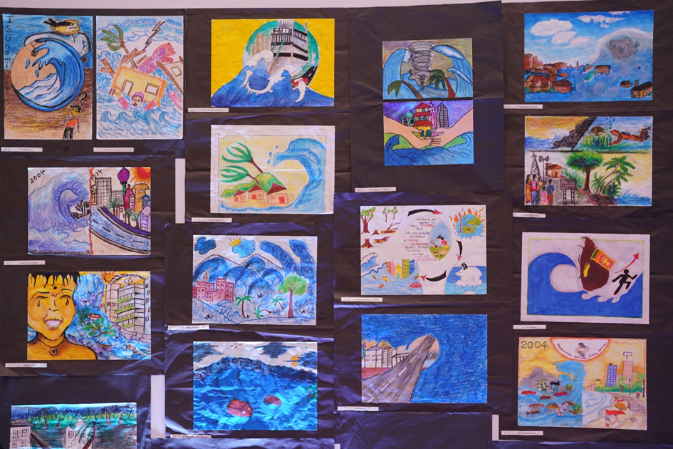 The A-PAD SL Symposium included an exhibit of art created by Sri Lankan students on the theme “Resilience & Renewal: 20 years since the Tsunami”. Photo: A-PAD SL