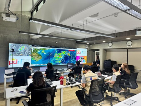 PDRF Emergency Operations Center in Clark, Pampanga conducting a virtual network briefing for private sector partners on 2 October. Photo credit: PDRF